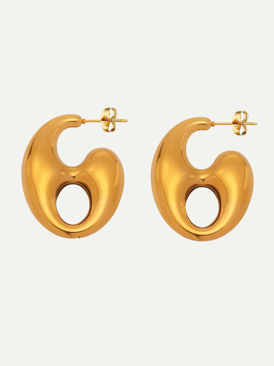 18KT Gold-Plated Puffed Mariner Hoop Earrings