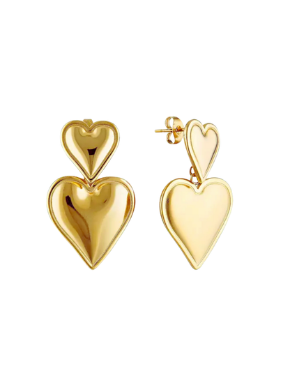 18KT Gold-Plated Double Heart Drop Earrings