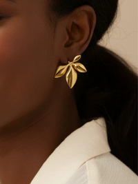 18KT Gold-Plated Leaf Stud Earrings