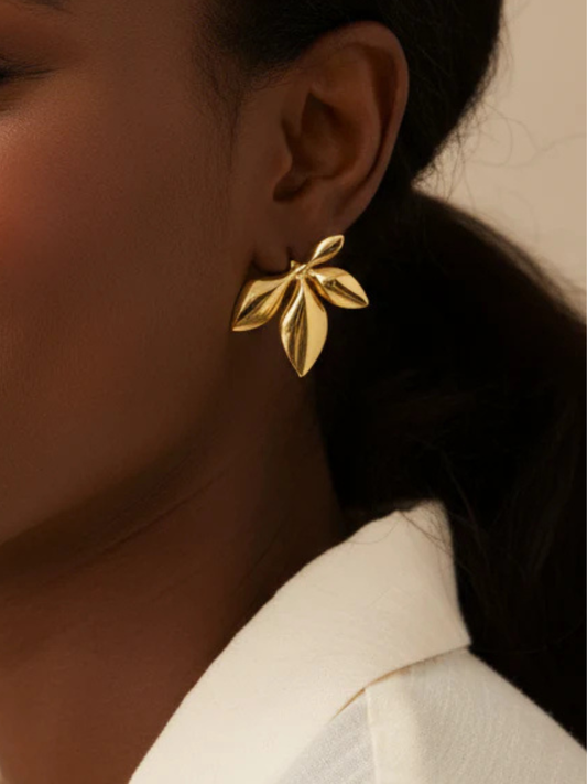 18KT Gold-Plated Leaf Stud Earrings