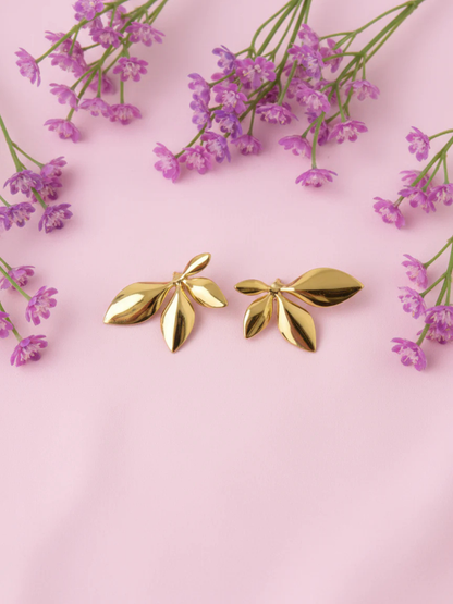 18KT Gold-Plated Leaf Stud Earrings