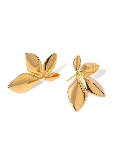 18KT Gold-Plated Leaf Stud Earrings