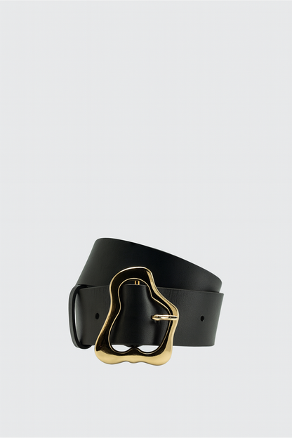 LIQUE Molten Buckle Leather Belt