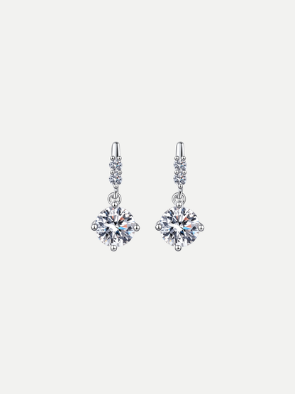 925 Sterling Silver Moissanite Dangle Earrings