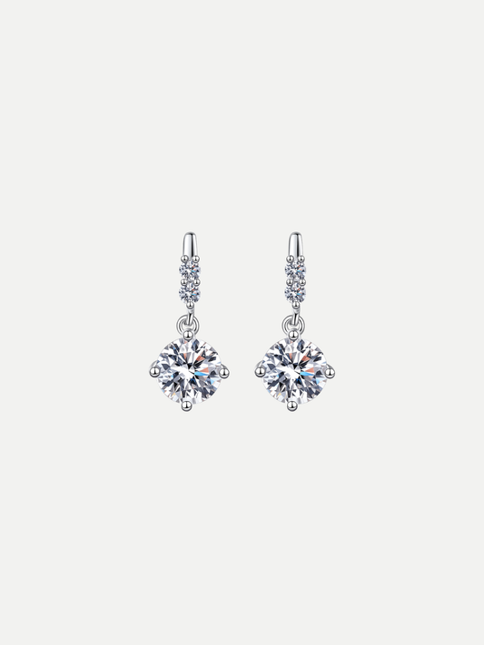 925 Sterling Silver Moissanite Dangle Earrings