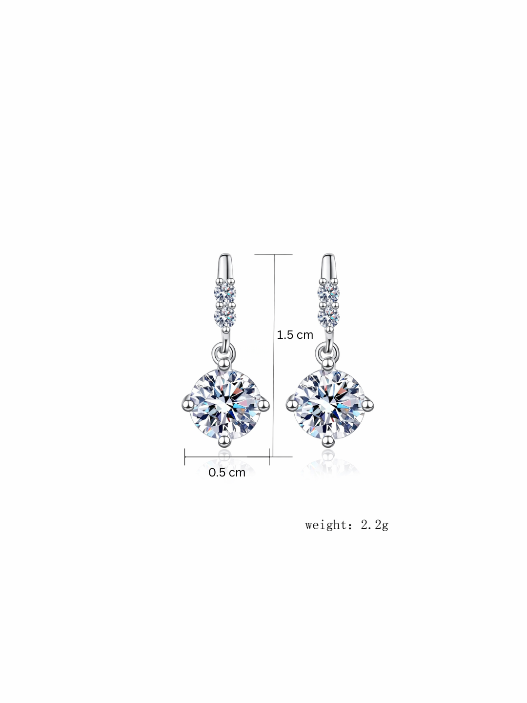 925 Sterling Silver Moissanite Dangle Earrings