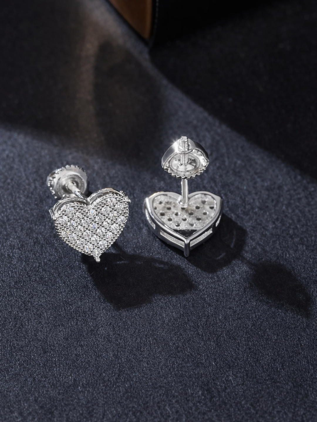 925 Sterling Silver Moissanite Heart Shape Cluster Stud Earrings
