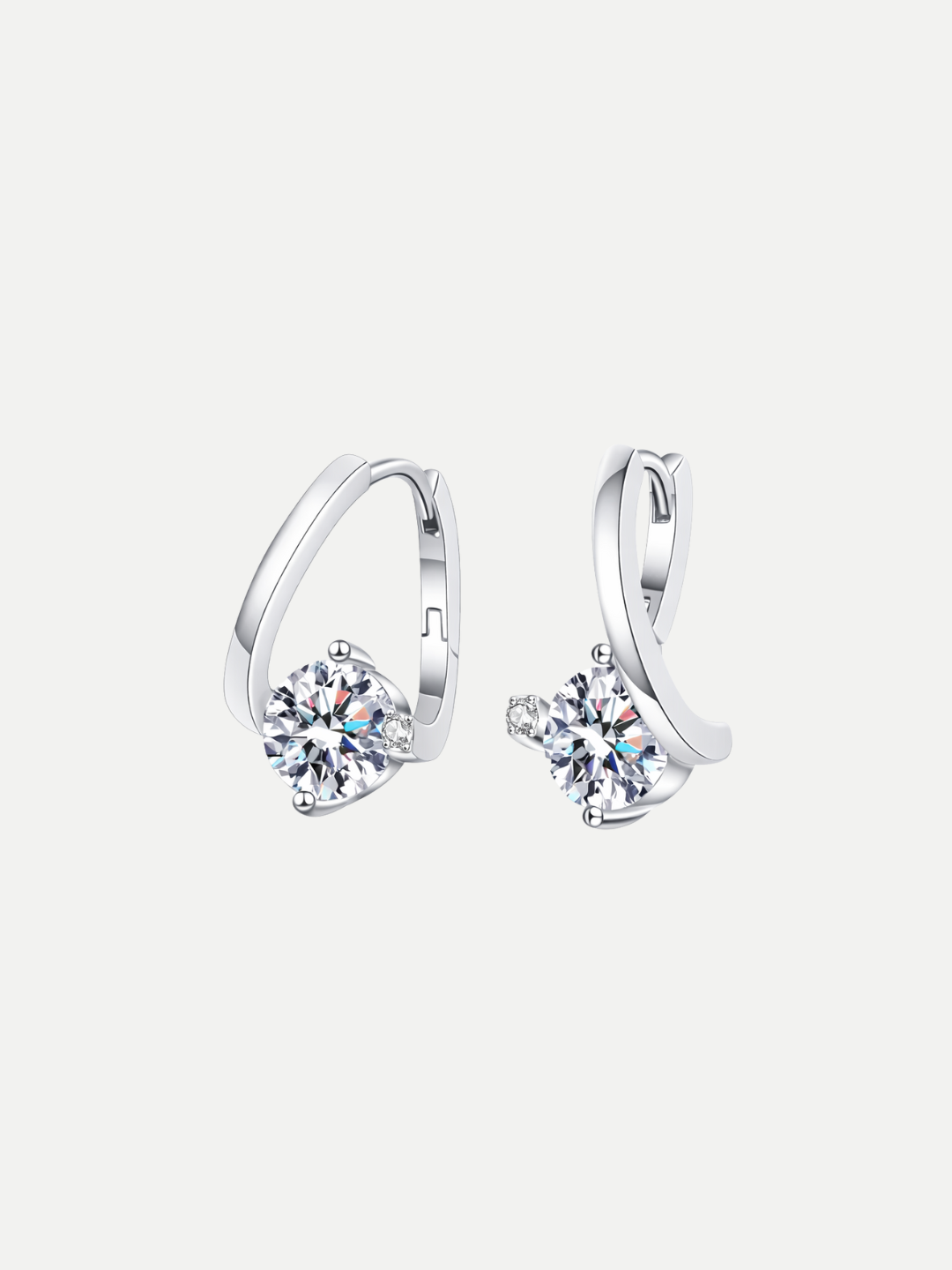 925 Sterling Silver 1.0ct Moissanite Twisted Huggie Hoop Earrings