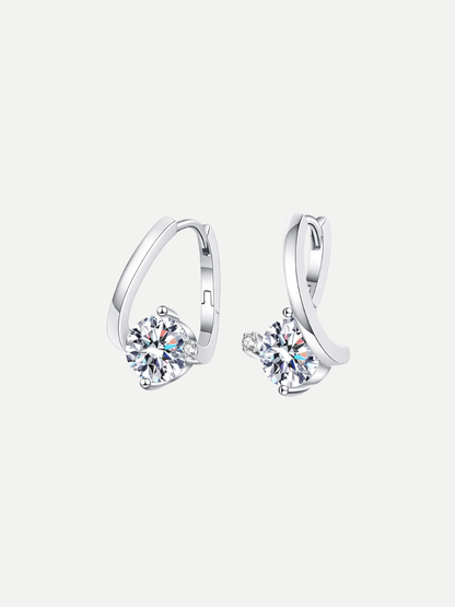 925 Sterling Silver 1.0ct Moissanite Twisted Huggie Hoop Earrings
