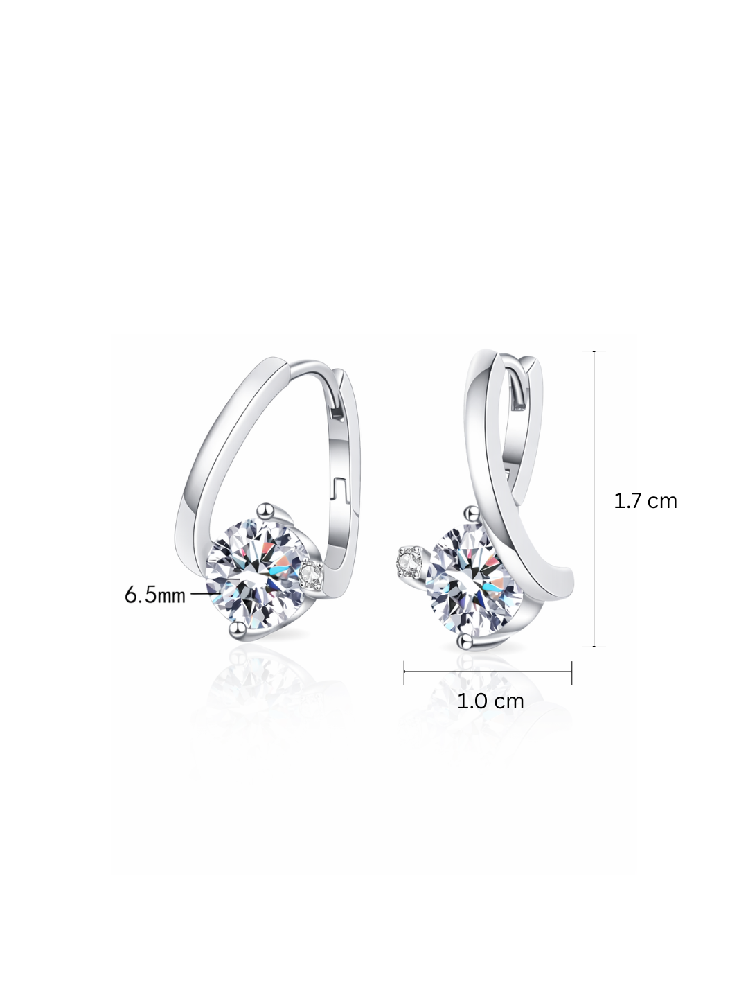 925 Sterling Silver 1.0ct Moissanite Twisted Huggie Hoop Earrings