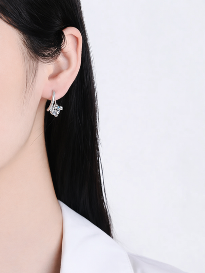 925 Sterling Silver 1.0ct Moissanite Twisted Huggie Hoop Earrings