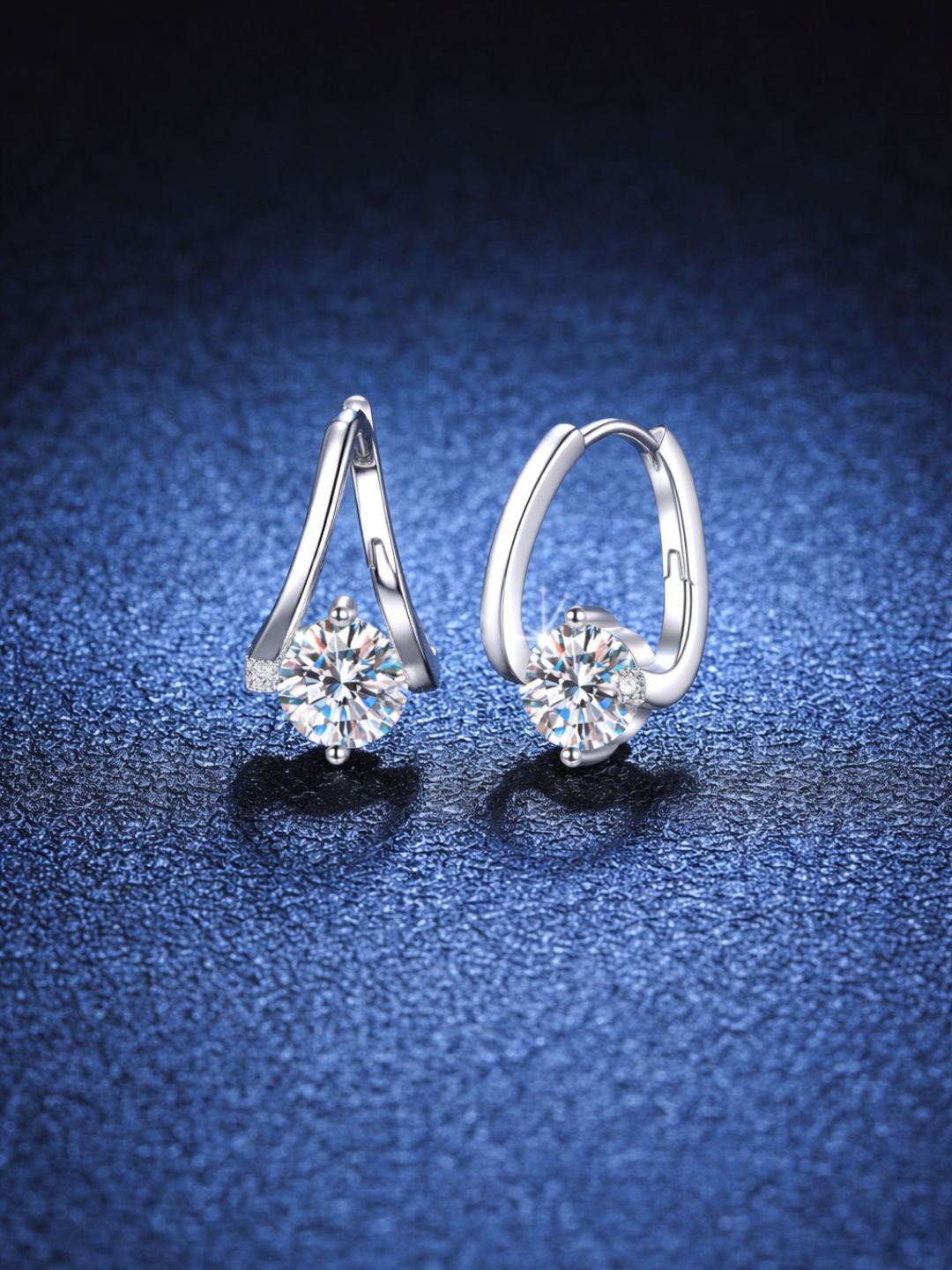 925 Sterling Silver 1.0ct Moissanite Twisted Huggie Hoop Earrings