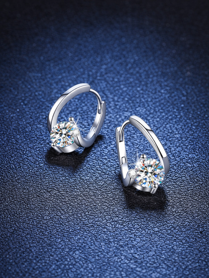 925 Sterling Silver 1.0ct Moissanite Twisted Huggie Hoop Earrings