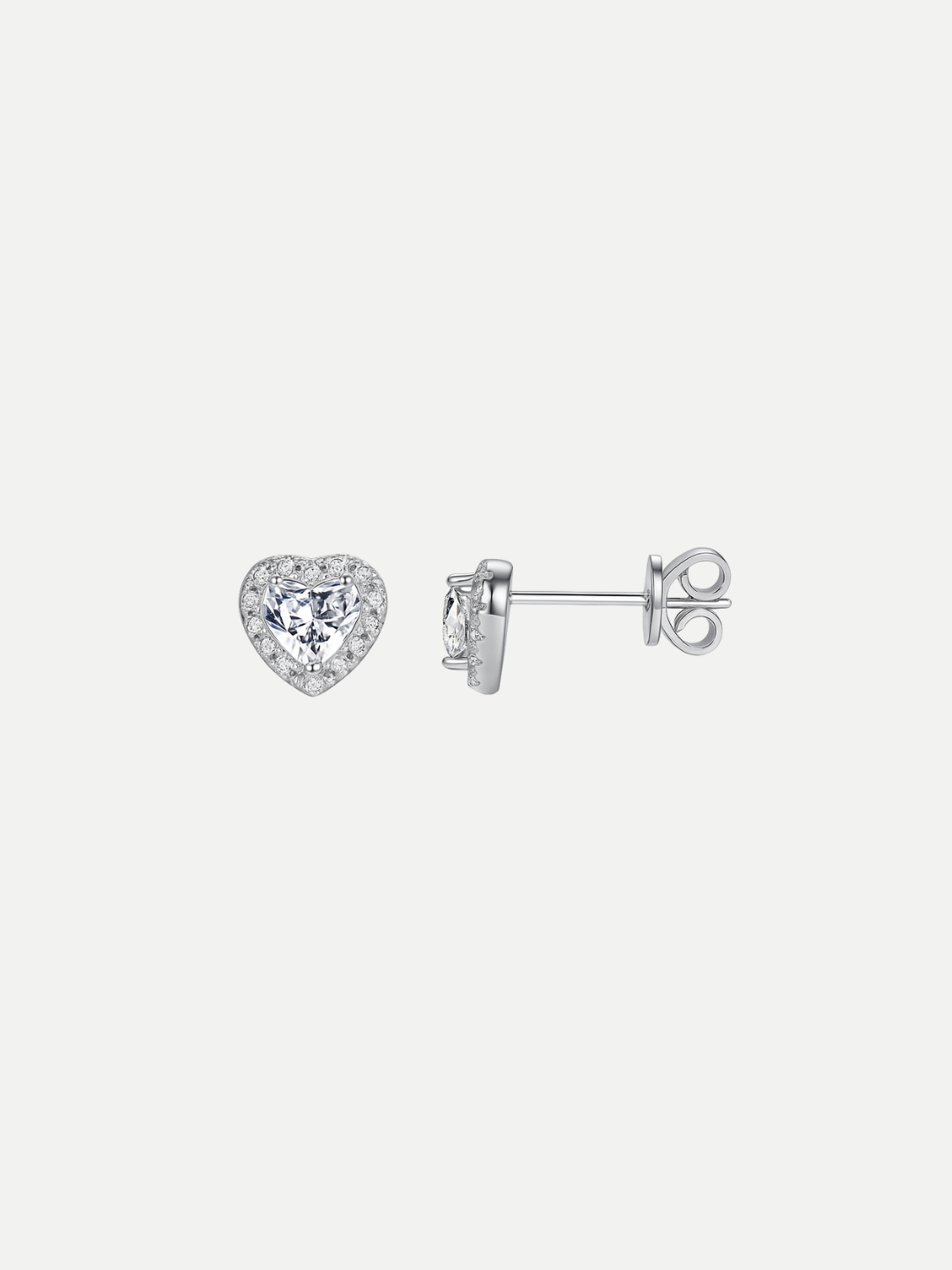 925 Sterling Silver 0.6 Karat Moissanite Heart Shape Stud Earrings