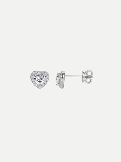 925 Sterling Silver 0.6 Karat Moissanite Heart Shape Stud Earrings