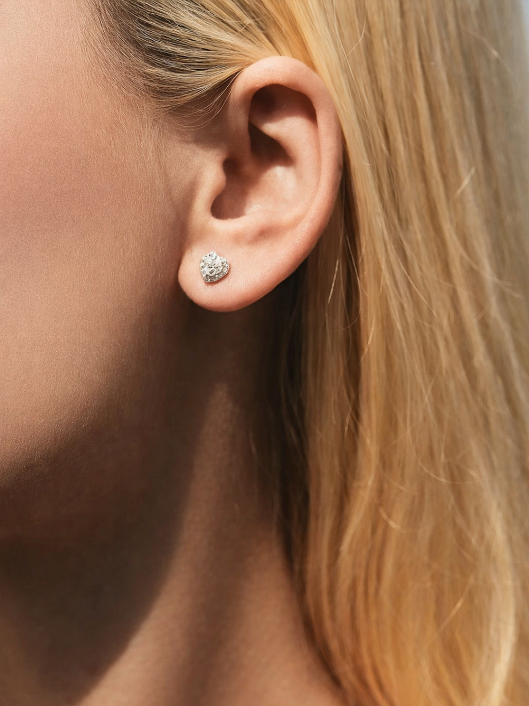 925 Sterling Silver 0.6 Karat Moissanite Heart Shape Stud Earrings