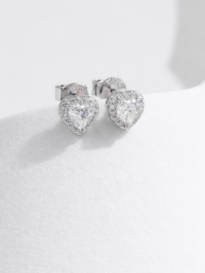 925 Sterling Silver 0.6 Karat Moissanite Heart Shape Stud Earrings