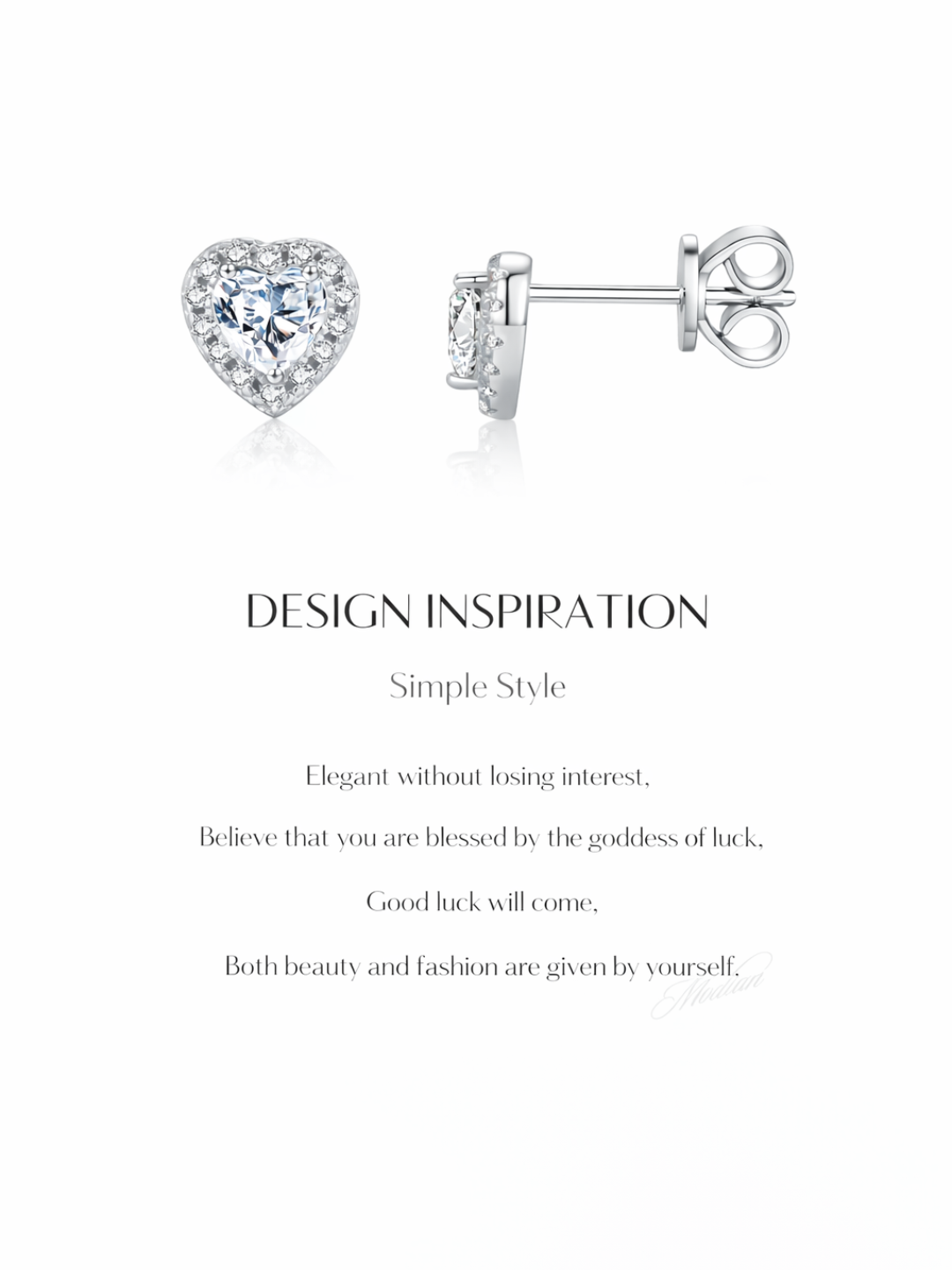 925 Sterling Silver 0.6 Karat Moissanite Heart Shape Stud Earrings