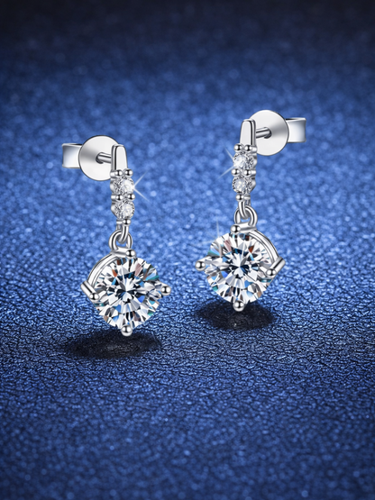925 Sterling Silver Moissanite Dangle Earrings