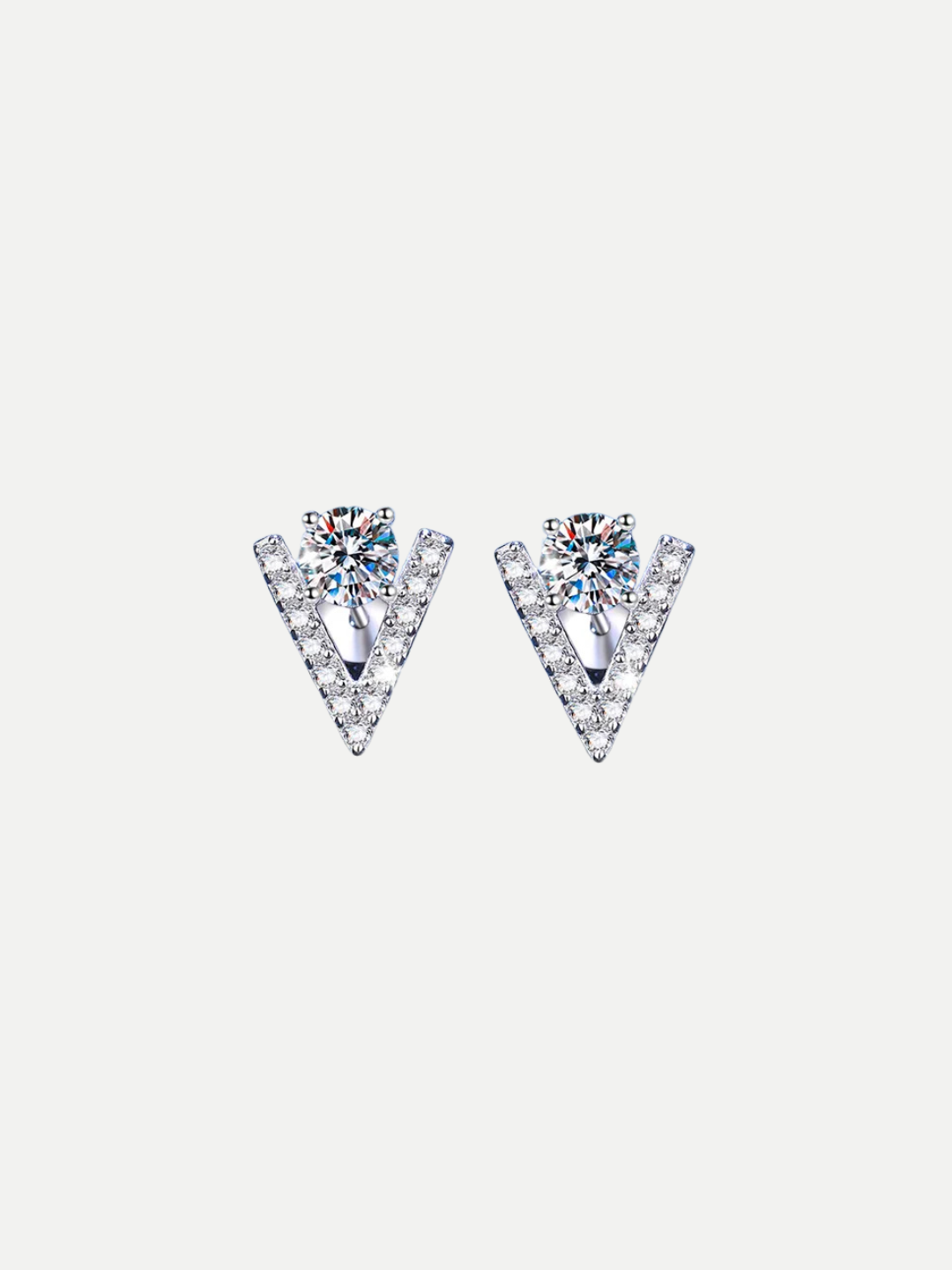 925 Sterling Silver 1.0ct Moissanite 'V' Shape Stud Earrings