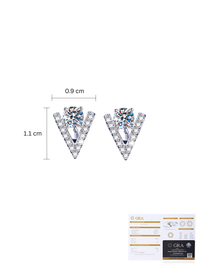 925 Sterling Silver 1.0ct Moissanite 'V' Shape Stud Earrings