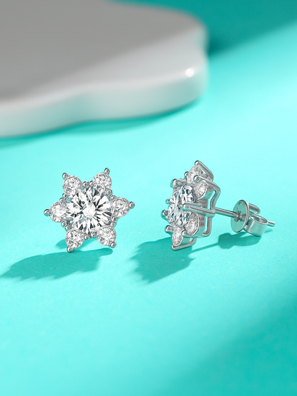 925 Sterling Silver 0.5ct 1.0ct Moissanite Hexi Star Stud Earrings