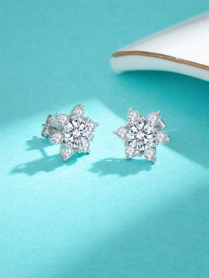 925 Sterling Silver 0.5ct 1.0ct Moissanite Hexi Star Stud Earrings