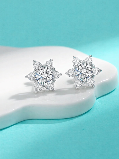 925 Sterling Silver 0.5ct 1.0ct Moissanite Hexi Star Stud Earrings