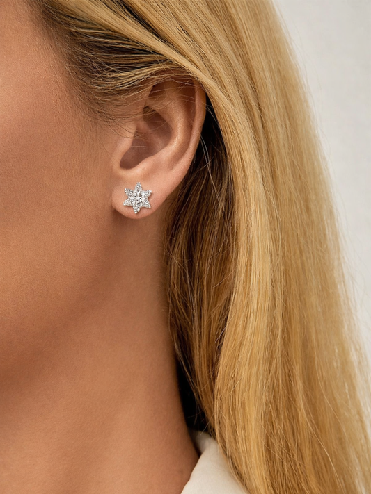 925 Sterling Silver 0.5ct 1.0ct Moissanite Hexi Star Stud Earrings