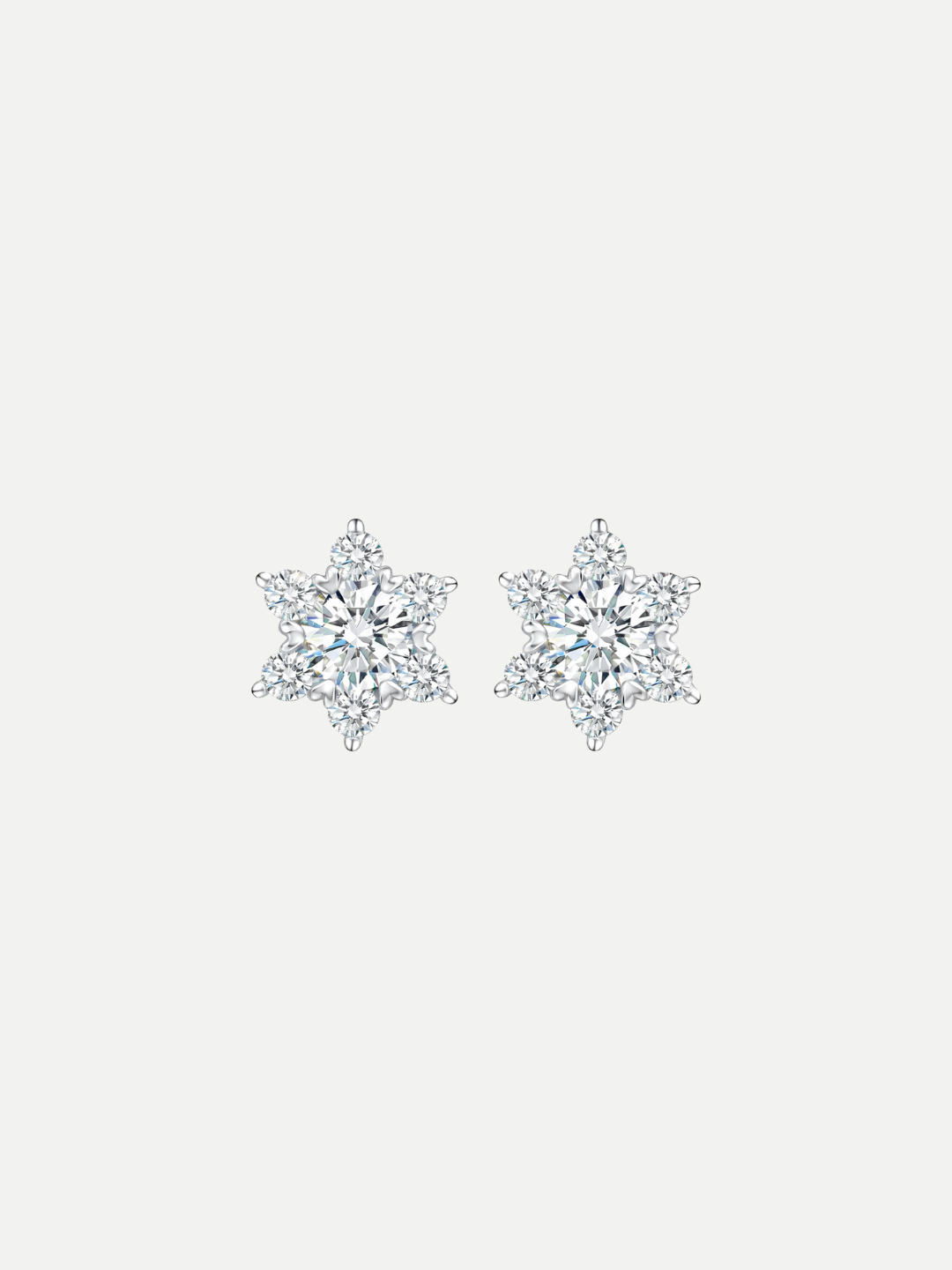 925 Sterling Silver 0.5ct 1.0ct Moissanite Hexi Star Stud Earrings