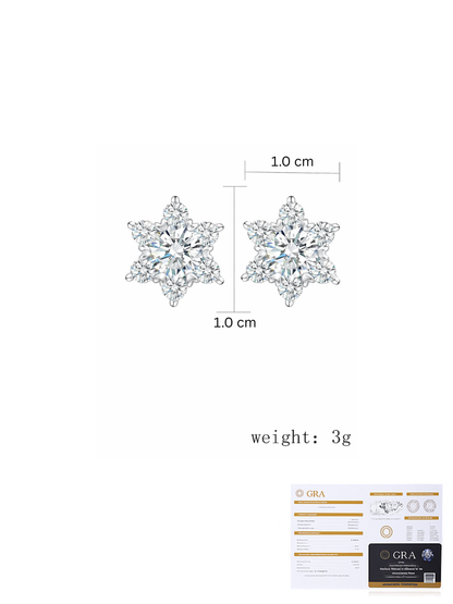 925 Sterling Silver 0.5ct 1.0ct Moissanite Hexi Star Stud Earrings