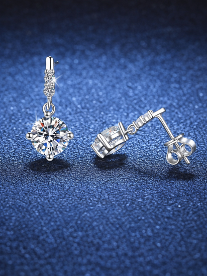 925 Sterling Silver Moissanite Dangle Earrings