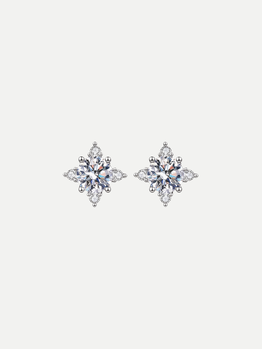925 Sterling Silver 1.0ct Moissanite Floral Shape Stud Earrings