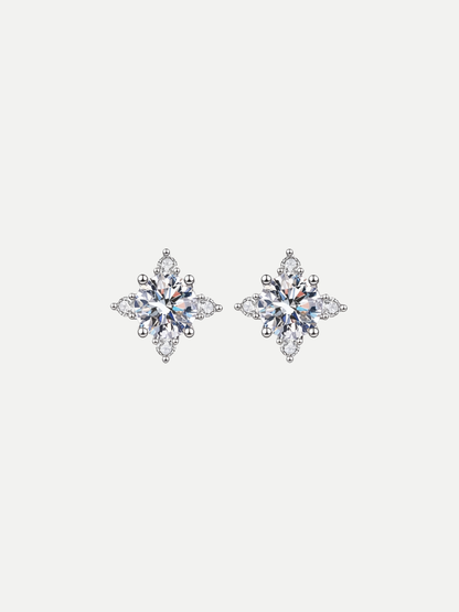 925 Sterling Silver 1.0ct Moissanite Floral Shape Stud Earrings