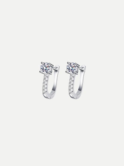 925 Sterling Silver 1.0ct Moissanite 'U' Shape Hoop Earrings