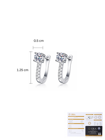 925 Sterling Silver 1.0ct Moissanite 'U' Shape Hoop Earrings