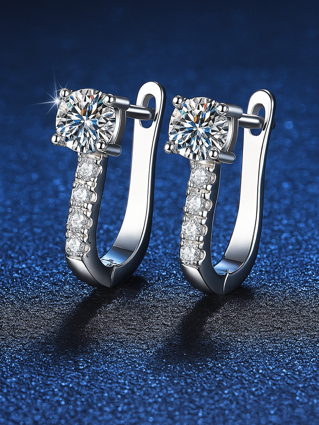 925 Sterling Silver 1.0ct Moissanite 'U' Shape Hoop Earrings