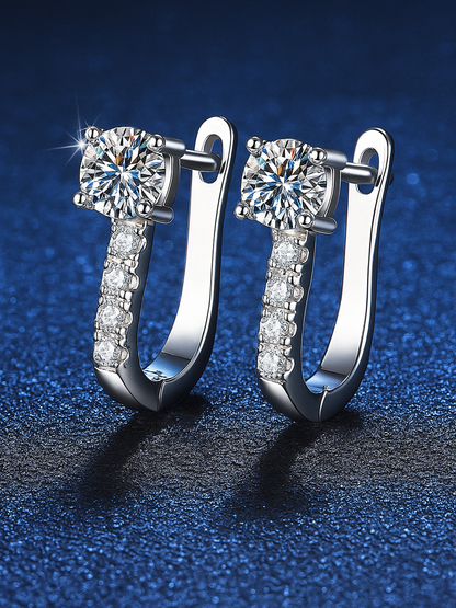 925 Sterling Silver 1.0ct Moissanite 'U' Shape Hoop Earrings