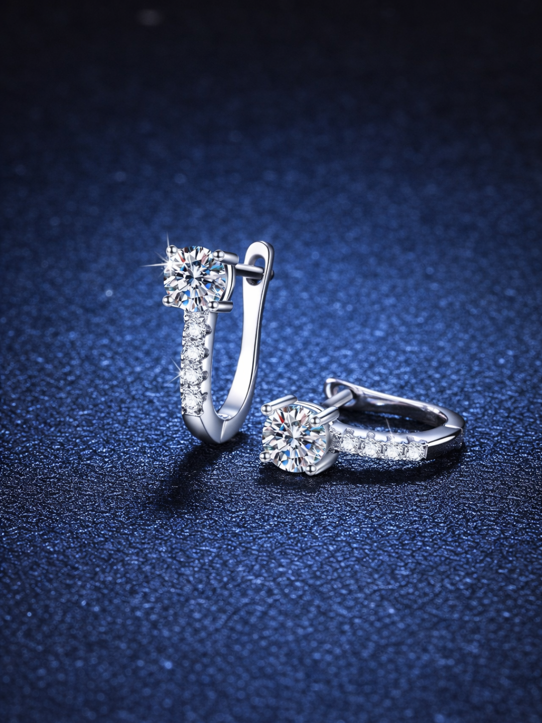925 Sterling Silver 1.0ct Moissanite 'U' Shape Hoop Earrings