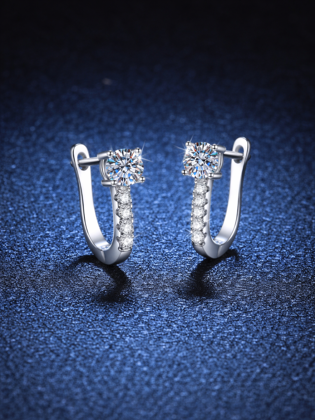 925 Sterling Silver 1.0ct Moissanite 'U' Shape Hoop Earrings