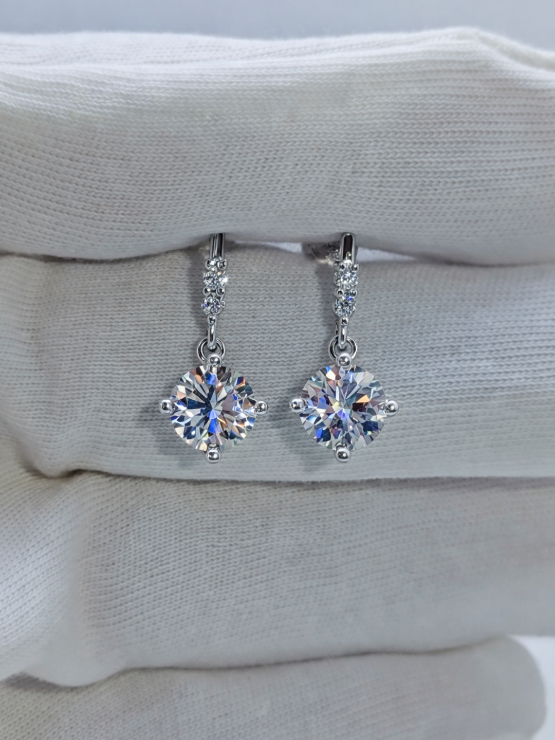 925 Sterling Silver Moissanite Dangle Earrings