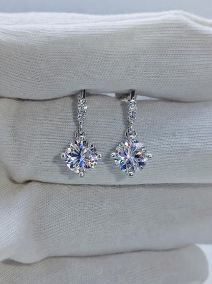 925 Sterling Silver Moissanite Dangle Earrings