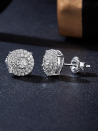 925 Sterling Silver 0.48 Karat Moissanite Flower Cluster Stud Earrings