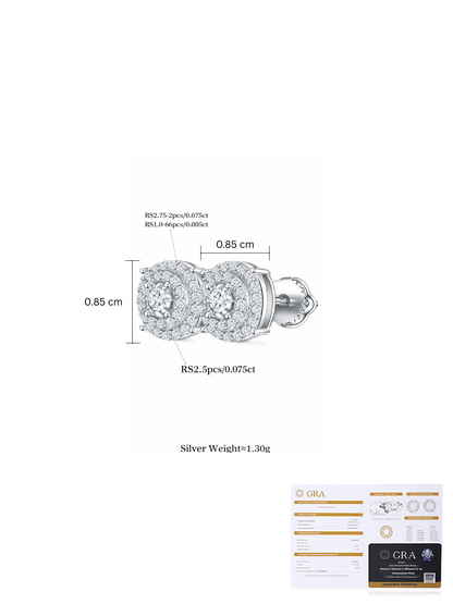 925 Sterling Silver 0.48 Karat Moissanite Flower Cluster Stud Earrings