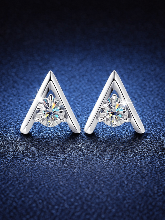 925 Sterling Silver 1.0ct Moissanite Arrow Shape Stud Earrings