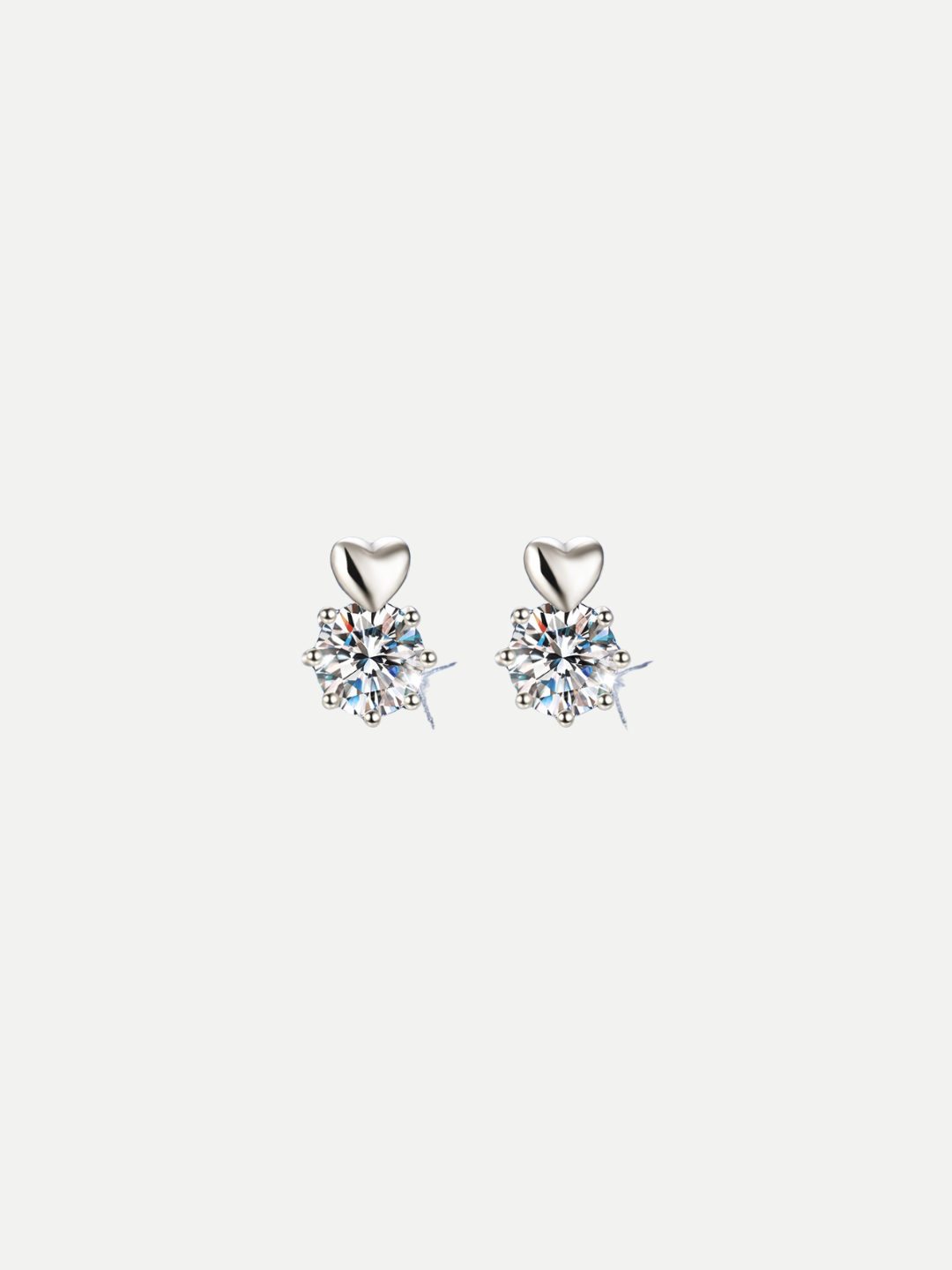 925 Sterling Silver 1.0ct  Moissanite Mini Puffy Heart Stud Earrings