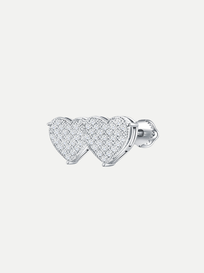 925 Sterling Silver Moissanite Heart Shape Cluster Stud Earrings