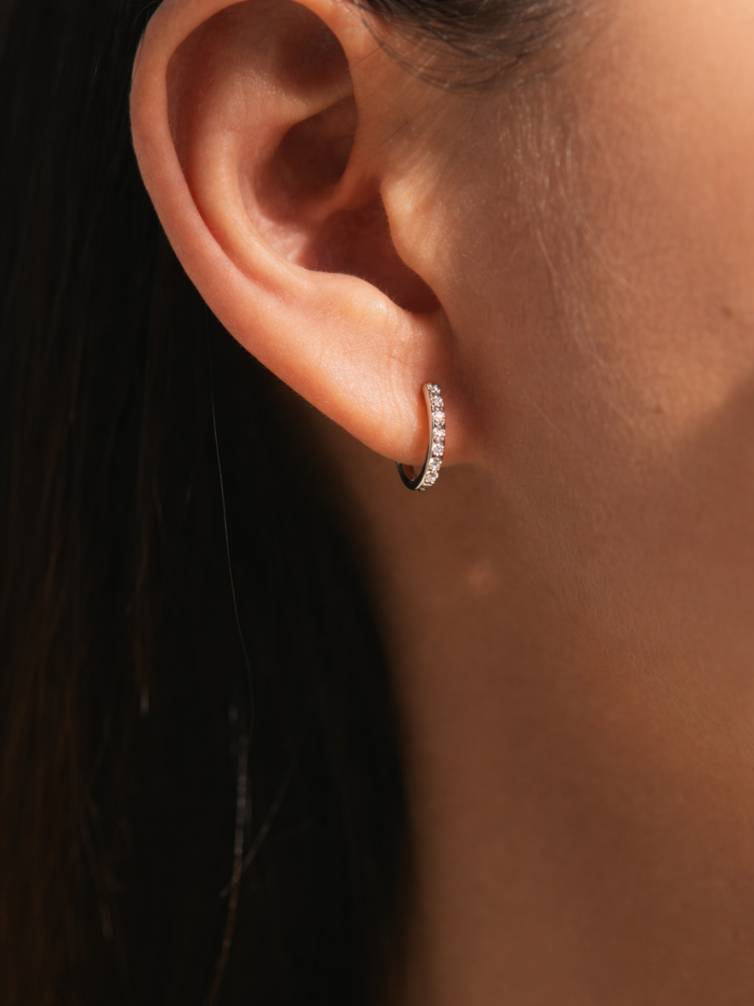 925 Sterling Silver Moissanite Minimalist Hoop Earrings