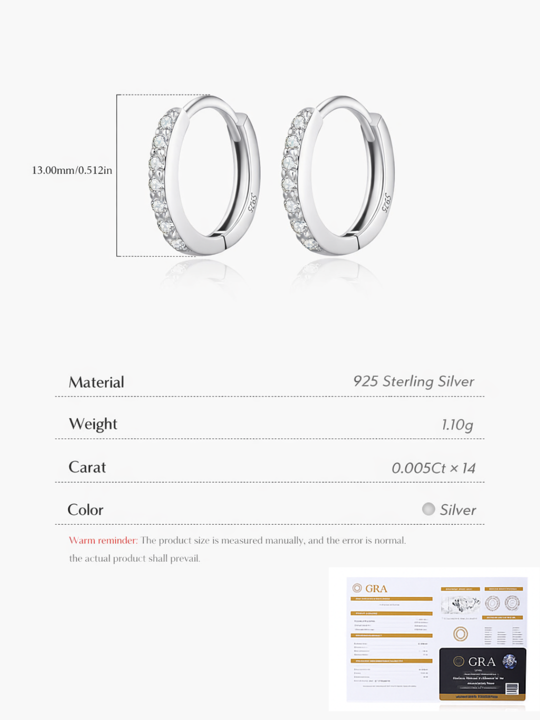 925 Sterling Silver Moissanite Minimalist Hoop Earrings