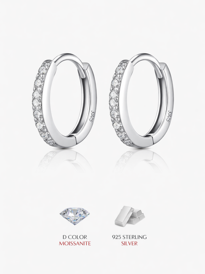 925 Sterling Silver Moissanite Minimalist Hoop Earrings